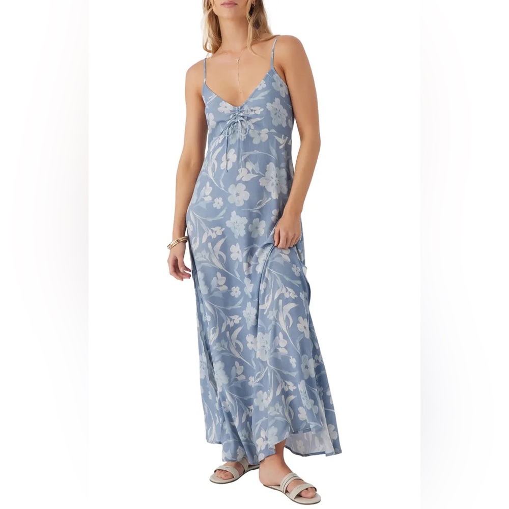 NWT O’Neill Blue Floral Maxi Dress | Spaghetti Strap Summer Dress | M - Picture 2 of 6